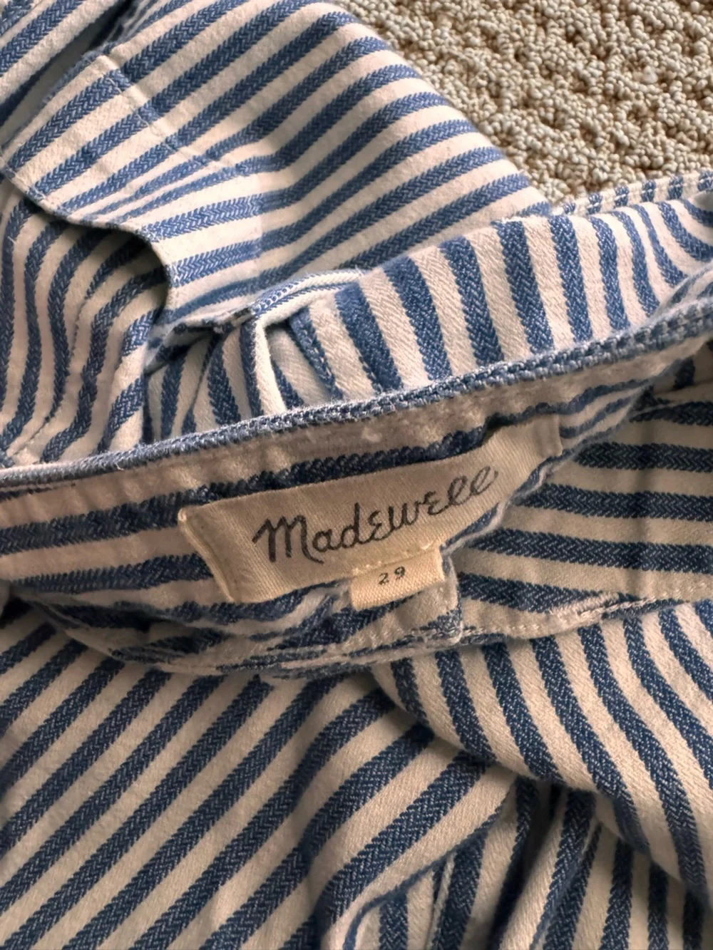 Madewell Navy and White Striped Cropped Wide-Leg Pants (size 29)